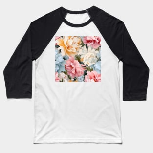 Colorful Peonies Flowers Baseball T-Shirt